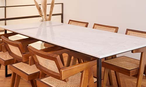 witte marmeren tafel - rechthoekig